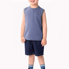 Boys' Round Neck Solid Color Vest