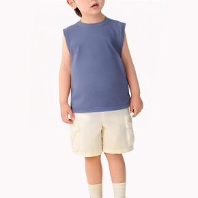 Boys' Round Neck Solid Color Vest
