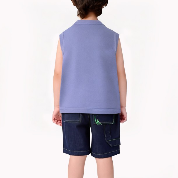 Boys' Round Neck Solid Color Vest