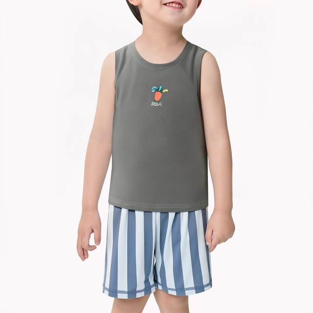 Gray Cartoon Print Boy Vest