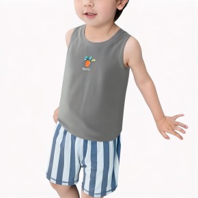Gray Cartoon Print Boy Vest