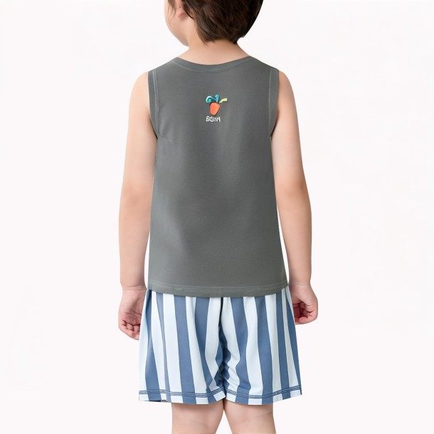 Gray Cartoon Print Boy Vest