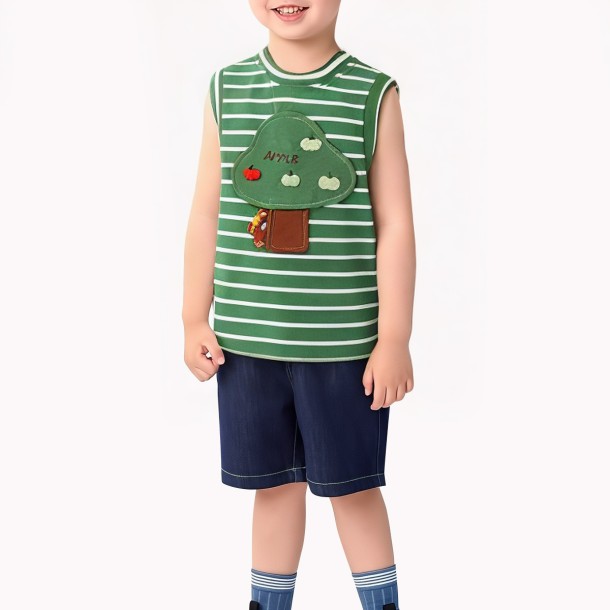 Green Striped Boy Vest