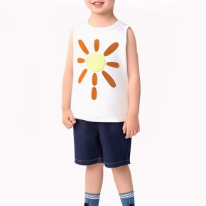 Cartoon Sun Print Boys Vest