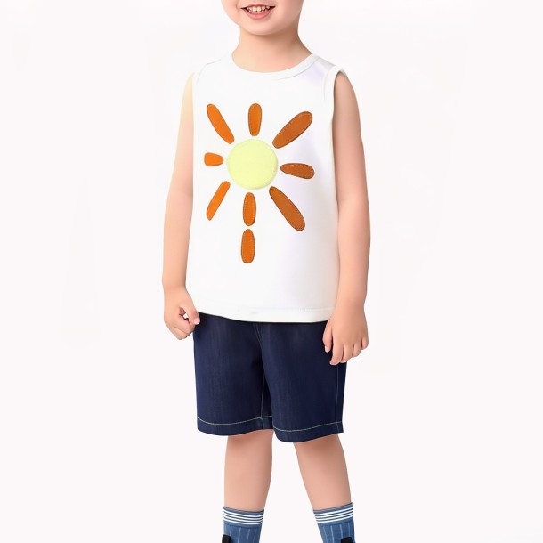 Cartoon Sun Print Boys Vest