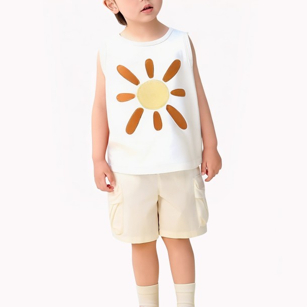 Cartoon Sun Print Boys Vest