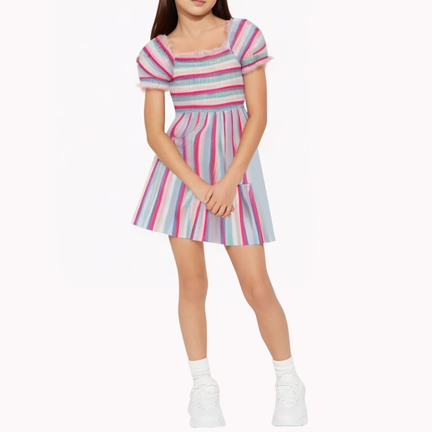 Colorful Striped Girls' Dress