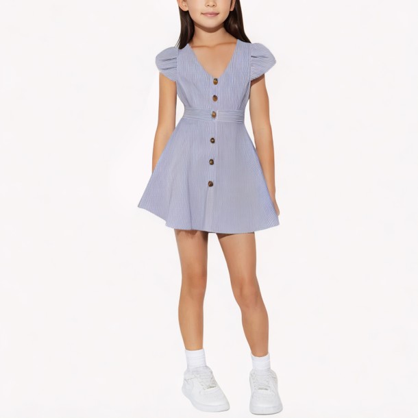 Girls Striped Casual Dress