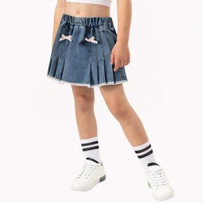 Spliced Lace Denim Skirt