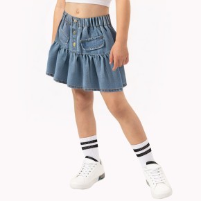 Denim Skirt With Ruffled Hem