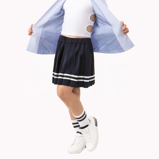 Girls' Contrasting Striped Pleated Skirt