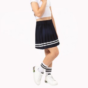 Girls' Contrasting Striped Pleated Skirt