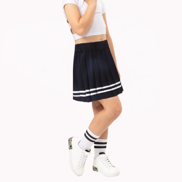 Girls' Contrasting Striped Pleated Skirt