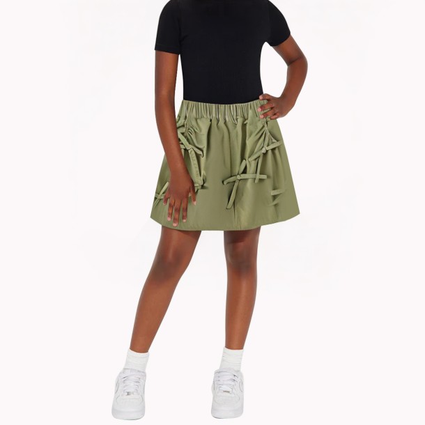 Solid Color Bow Skirt