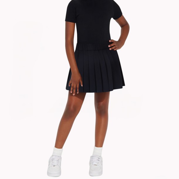 Girls Solid Color Pleated Skirt