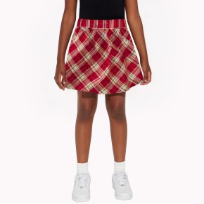 Red Twill Plaid Girls Skirt