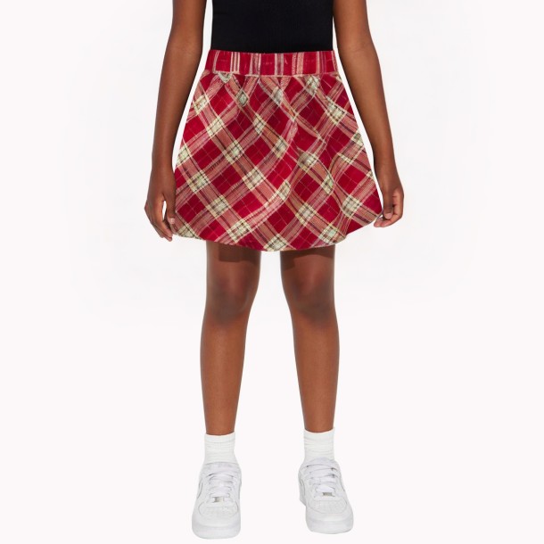 Red Twill Plaid Girls Skirt