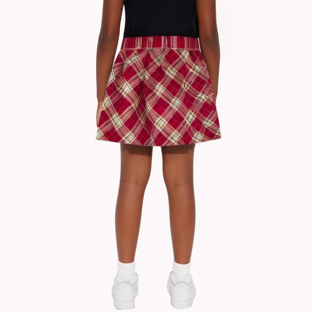 Red Twill Plaid Girls Skirt