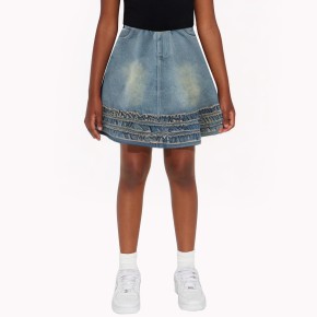 Wood Ear Lace Denim Skirt