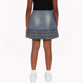 Wood Ear Lace Denim Skirt