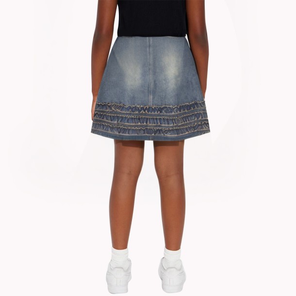 Wood Ear Lace Denim Skirt